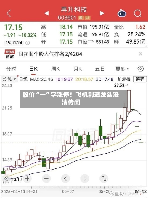 股价“一”字涨停！飞机制造龙头澄清传闻-第2张图片